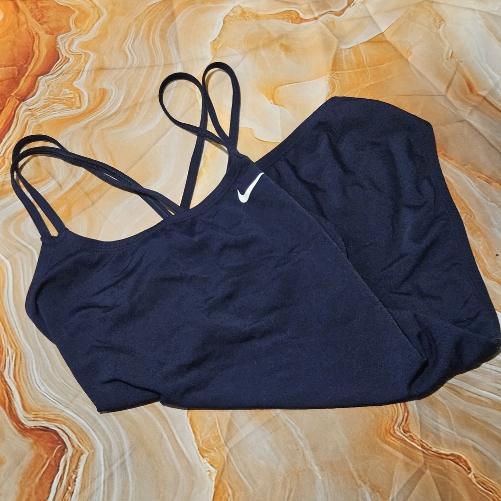 Nike Women's One Piece Swimsuit Size 30 / 4 Navy Blue Strappy Swim